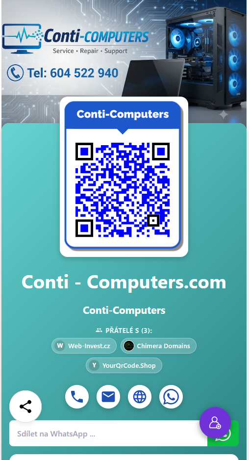 Ukázka digitálního servisního profilu Conti-Computers